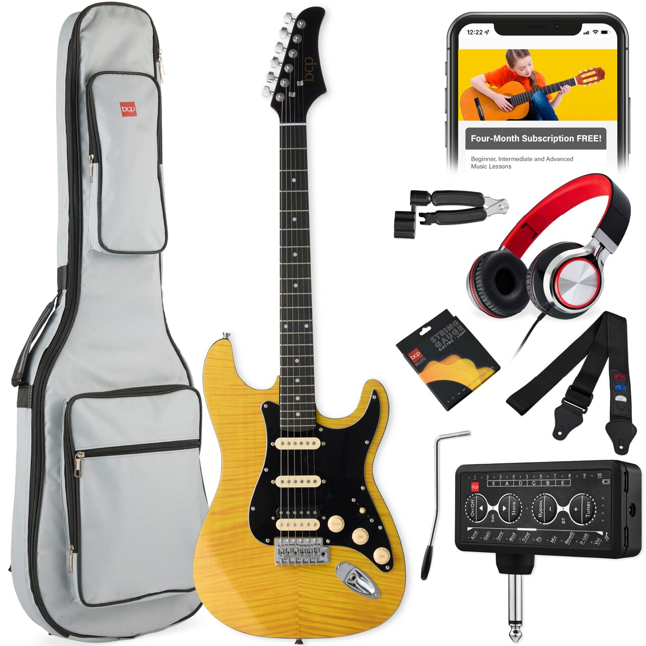 Best Choice Products Beginner Electric Guitar Kit w/ Headphone Amp, Padded Gig-Bag, Headphones